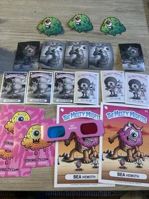 The Melty Misfits 3-D Lot Cards Glasses Wax Pack Jumbo Promo Card Sticker GPK