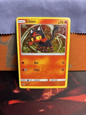 Pokemon 2017 Litten Promo SM23 Holo Swirl Excellent Condition