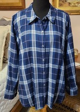 Joan Rivers Plaid Button Front Shirt XL NWOT