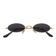 BECK - Retro Modern Small Metal Round Oval 90s Gold Sunglasses Smoke Lens