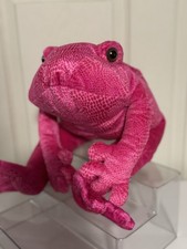 Vtg Animal Alley Frog Plush Toys R Us Hot Pink Textured Reptile Stuffed Toy EUC