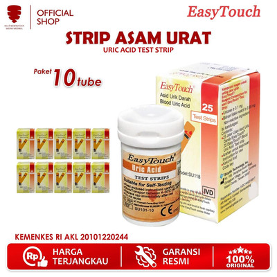 EasyTouch Uric Acid Test Strips 10 Tubes (25 Strips Each) GCU Meter Refill Pack