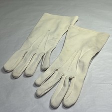Vintage 1950 1960 White Ladies Gloves fabric Wrist length Wedding Drama Driving