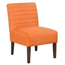 Orange Modern Accent Chair, Armless Lounge Chair with Tufted Upholstery & Wood