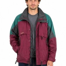Columbia Gizzmo Jacket Mens XL Burgundy Green Vintage 90s Colorblock SM5360