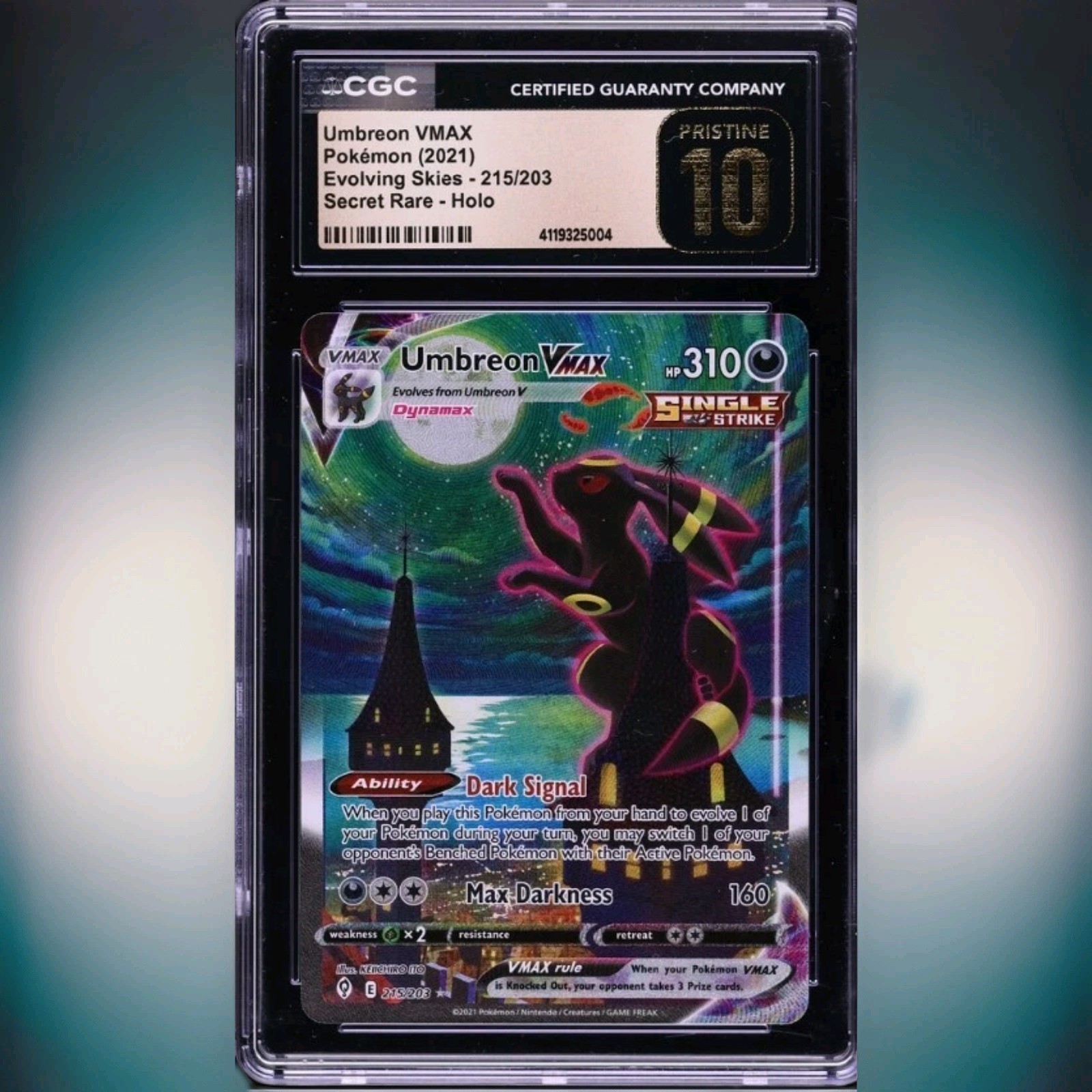 2021 Pokemon Evolving Skies Umbreon VMAX #215 Alt Art CGC 10 PRISTINE Moonbreon