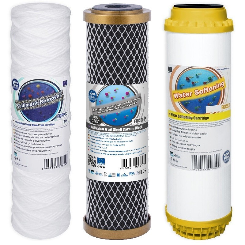 Aquafilter Set of 3 Replacement Filters Whole House Water Purifier Softening 10""