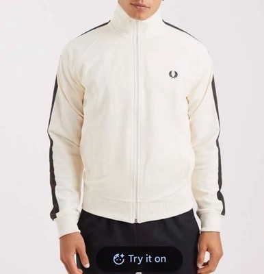 Fred Perry Contrast Tape Track Jacket White Size M