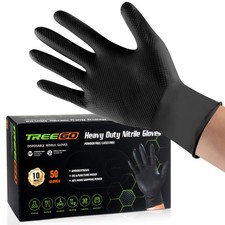 Black Nitrile Gloves 10 Mil, Heavy Duty Disposable Latex Free   Textured Grip fo