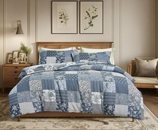 Washed Double Layer Muslin 100 Cotton Comforter Set Queen Size Boho Blue