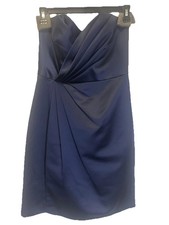 David's Bridal Navy Sleeveless Bridesmaid Dress 100% Polyester Size 2