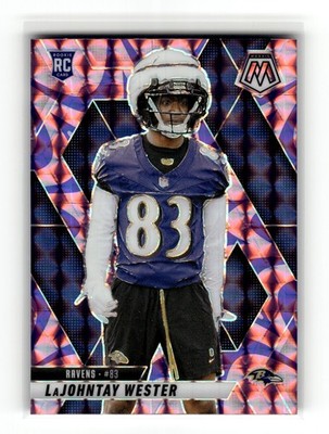 LaJohntay Wester 2025 Panini Mosaic #366 Rookie Ravens Mosaic Reactive Purple RC