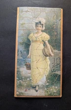Antique Wood Jigsaw Puzzle 20th Century Victorian Woman Vintage Complete 84 Pcs