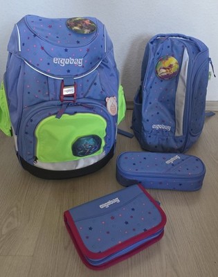 Ergobag SET Pack Bärzaubernd Blau Sterne Tornister Rucksack Mappe Schulranzen