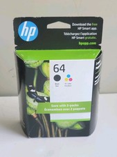 HP 64 Black  Tri-Color Ink Cartridge 2-Pack X4D92AN - 3/2027 - New  Sealed