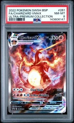 2022 POKEMON SWSH BLACK STAR PROMO #261 FULL ART/CHARIZARD VMAX PSA 8