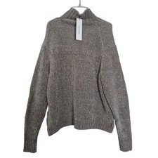 Calvin Klein Chenille Relaxed Turtleneck Sweater in Grey- Large