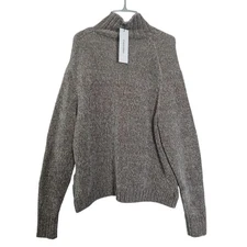 Calvin Klein Chenille Relaxed Turtleneck Sweater in Grey- Large