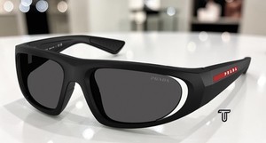 PRADA LINEA ROSSA PS B03S 1BO06F Matte Black Dark Grey 57 mm Men's Sunglasses