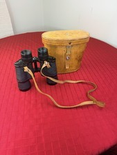 Vtg Binolux 7x35 Binoculars Coated Optics Japan Leather Compass Case Straps