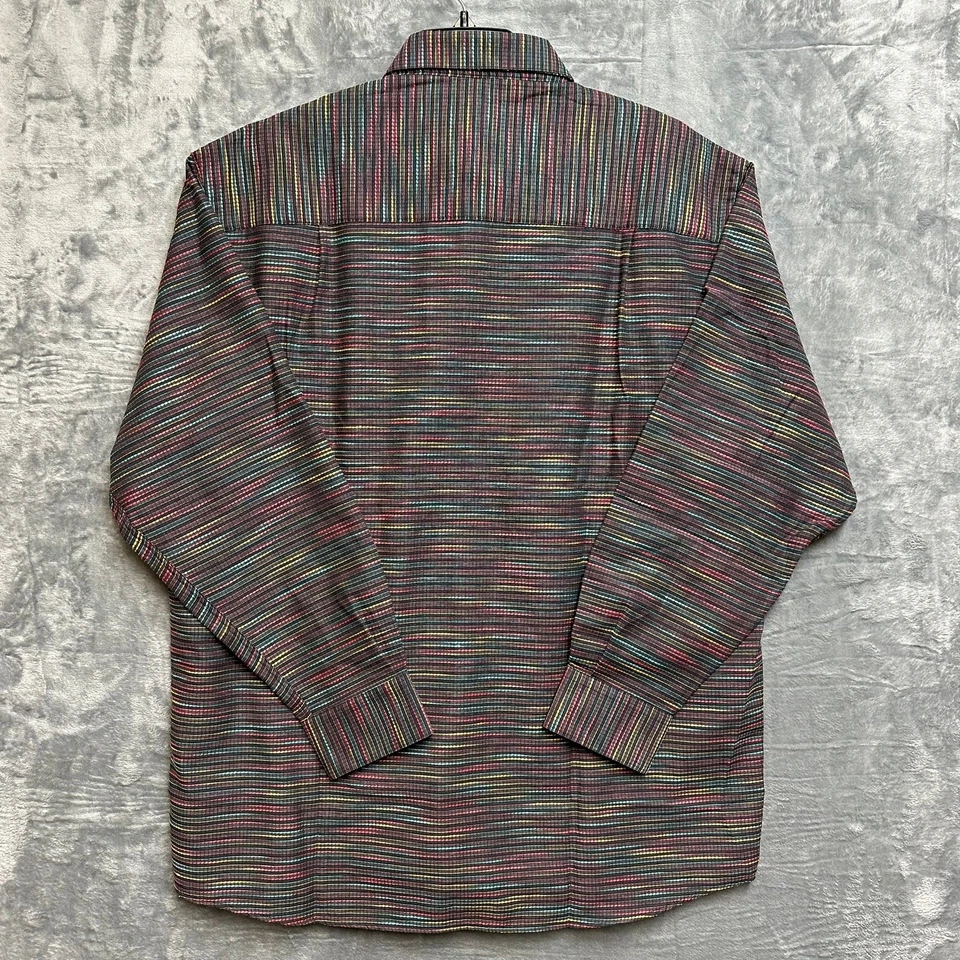 New Report Collection Striped Dress Shirt Men's Size XL Dark Multicolor - Image 2 of 4