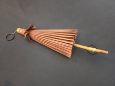 Vtg Oriental Rice Paper Bamboo Wood Parasol Umbrella Japanese Chinese Asian
