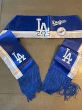 MLB LOS ANGELES DODGERS "RETRO" SPORT DOUBLE SIDED SCARF W/FRINGES BLACK/GREY