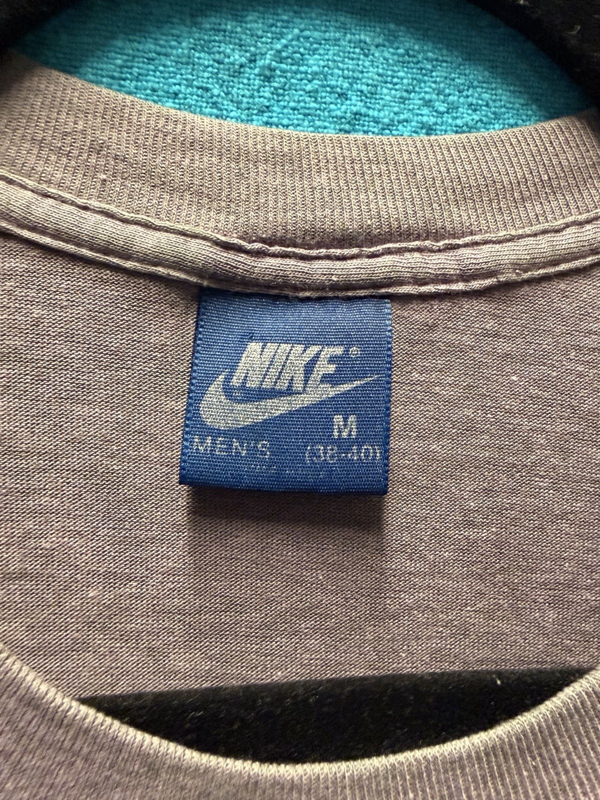 VTG 80's Nike Dome Logo T-shirt Gray Red Made USA Medium Rare OG Dunk Navy Tag image 7
