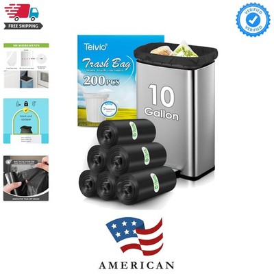 10 Gallon 200 Counts Extra Strong Trash Bags Tall Kitchen Garbage Bags by , 9...