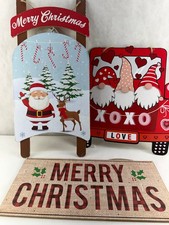 3 Wood Merry Christmas Signs - Sled - car - Wall hanging
