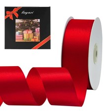 Solid Color Double Faced Red Satin Ribbon 1-1/2" X 25 x 25 Yards,