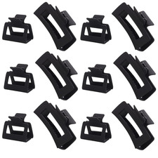 12 Pack Black Square Claw Clips, Big and Small Neutral Rectangle Hair Claw, Non-