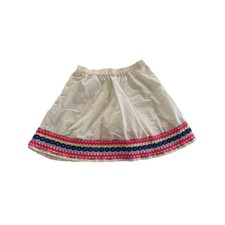 Crewcuts J.Crew Girls XL White Cotton Skirt Neon Embroidered Hem Boho Kids