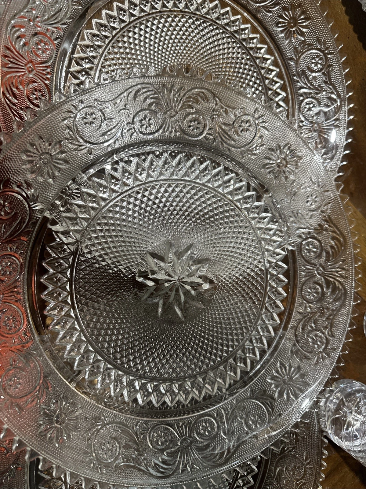 Vintage 12” Indiana Glass Tiara Clear Sandwich Torte chop plate /3