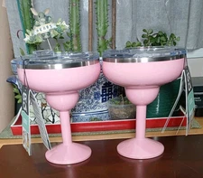 Pair of Orca RITA 13 oz. Strawberry Pink Margarita Insulated Cocktail Glasses!