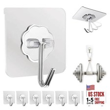 Adhesive Wall Hooks for Hanging Heavy Duty 50 lbs Large Hooks for Walls No