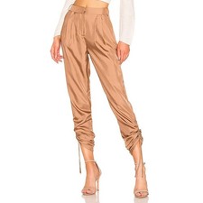TIBI NWT Mendini Twill Pant in Sable Ruched Ankle Tie Dressy Pants Sz 0