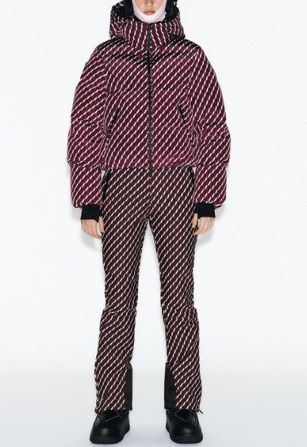 ZARA 2025 Burgundy Windproof Ski Jacket with RECCO® Technology image 6