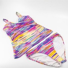   Lauren Ralph Lauren Pink Multi Summer Tie-Dye Striped Surplice Tankini Top 8