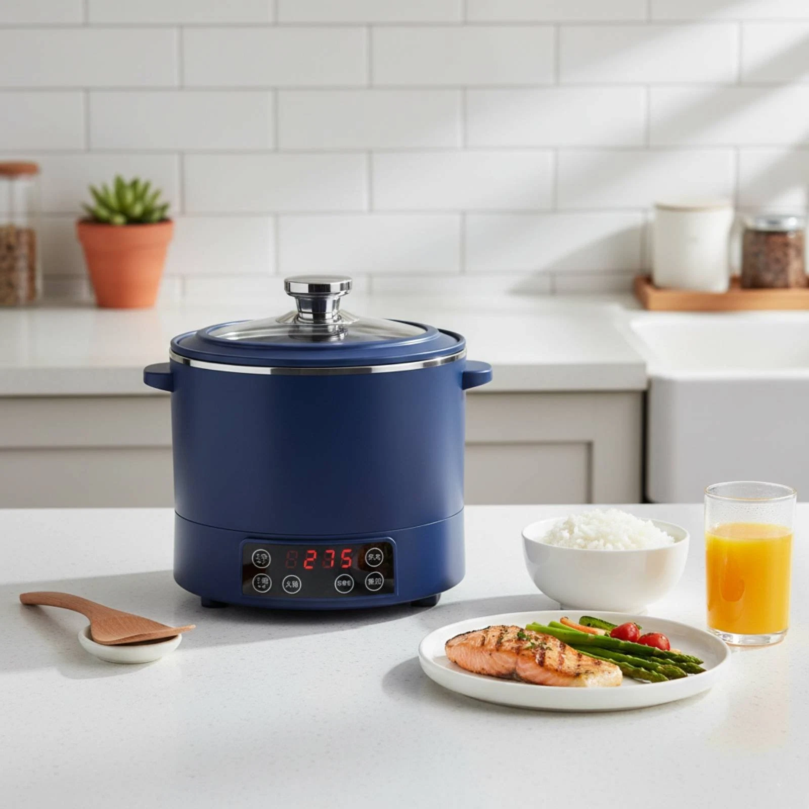 Low Sugar Rice Cooker Overnight Pre-Programmed Timer Rice Water Separating