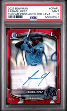 2025 Bowman Chrome Prospects Auto Fabian Lopez Red Lava /5 Bookend PSA 9
