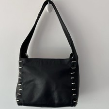 Lupo Black Leather Handbag Top Handle Metal Clip Design Spain