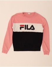 FILA Womens Graphic Sweatshirt Jumper UK 6 XS Multicoloured Colourblock DK26