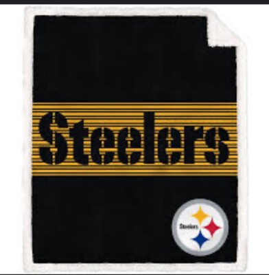 Pittsburgh Steelers 50x60 Center Stripe Sherpa Blanket Peagus Sports  Lids
