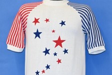 vintage 60s STARS N STRIPES USA RED WHITE BLUE PATRIOTIC SHORT SLV SWEATSHIRT S