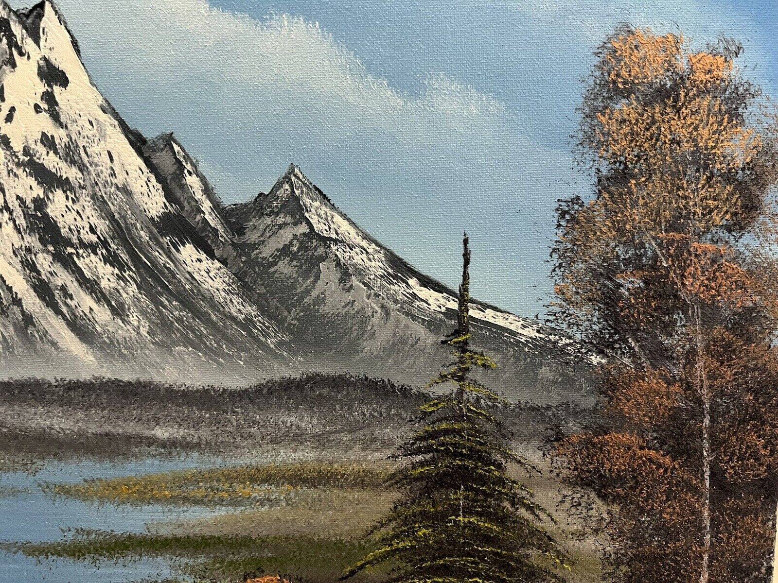 Bob Ross Style Landscape Oil Painting mountain Rhapsody 16x20in 