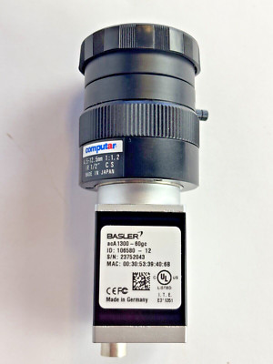 Basler acA1300-60gc Color Camera w/ computar 4.5-12.5mm 1:1.2 lense, IR 1/2''