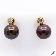 Ohrstecker 18K/750 Gelbgold 2 Tahitiperlen 2 Brillanten ca. 0,30ct - Wert 3.200