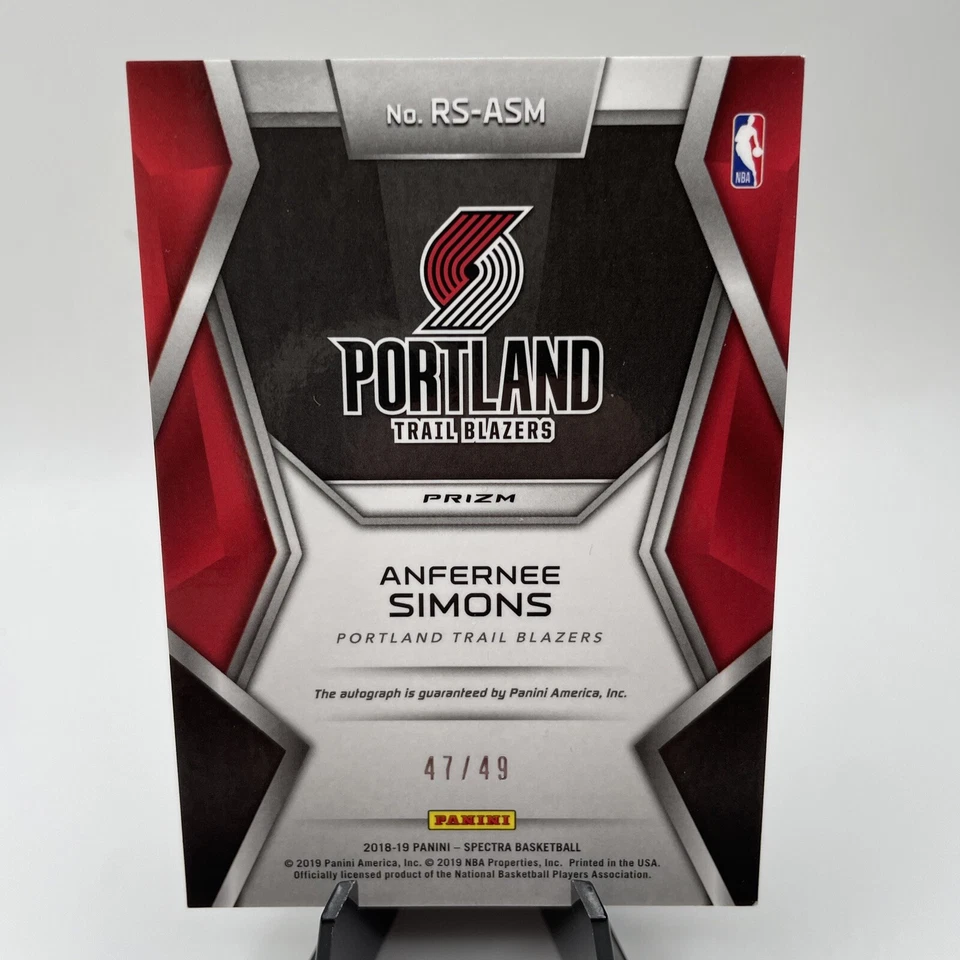 Anfernee Simons /49 RC AUTO Prizm 2018-19 Spectra Rising Stars Neon Green MINT - Image 2 of 4