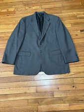 Stafford Mens Blazer Jacket Size 42R Gray Wool Houndstooth 2 Button Sport Coat